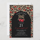 Invitation Leopard Cheetah Coquette Cherry Birthday (Devant)