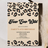 Invitation Leopard Cheetah Four Ever Wild 4ème anniversaire