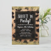 Invitation Leopard Cheetah Imprimer Parties scintillant or fê (Debout devant)