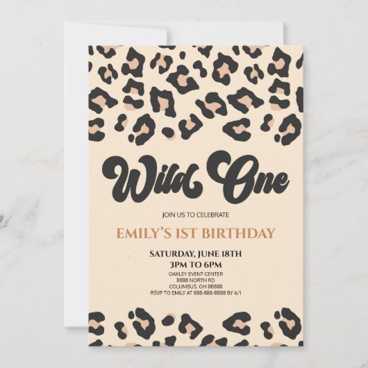 Invitation Leopard Cheetah Imprimer Wild Un 1er anniversaire  (Devant)