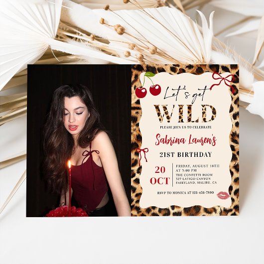 Invitation Leopard Cheetah Let’s Get Wild Birthday Photo