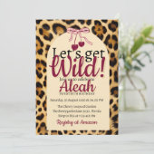 Invitation Leopard Cherry Pink Bow Birthday Cute & Glam (Debout devant)