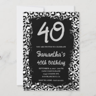 Invitation Leopard d'argent peint noir 40e anniversaire