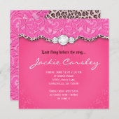 Invitation Léopard de rose de fête d'anniversaire de (Devant / Derrière)