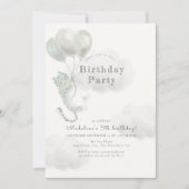 Invitation Léopard des neiges avec Ballons gris Anniversaire (Devant)