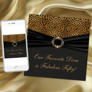 Invitation Leopard Diva Fabuleuse fête du 50e anniversaire