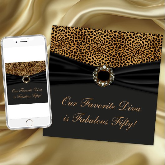 Invitation Leopard Diva Fabuleuse fête du 50e anniversaire
