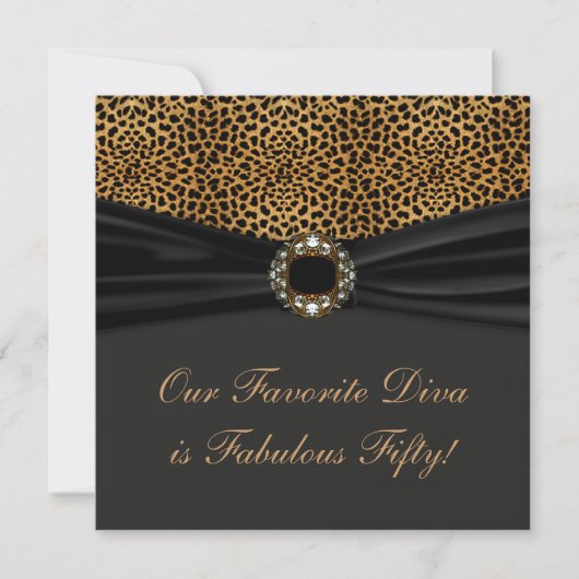 Invitation Leopard Diva Fabuleuse fête du 50e anniversaire (Devant)