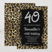 Invitation Léopard d'or gris peint noir 40e anniversaire (Devant / Derrière)