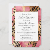 Invitation Léopard d'or noir en verre rose (Devant)