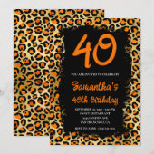 Invitation Léopard d'or orange peint noir 40e anniversaire (Devant / Derrière)