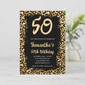 Invitation Leopard d'or peint noir 50e anniversaire (Debout devant)