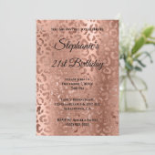 Invitation Léopard d'or rose Glam Foil 21e anniversaire (Debout devant)