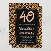 Invitation Léopard d'or rose peint noir 40e anniversaire (Devant / Derrière)