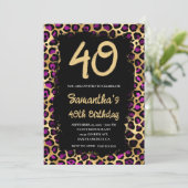 Invitation Leopard d'or violet peint noir 40e anniversaire (Debout devant)