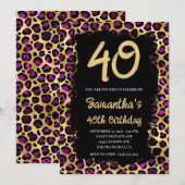 Invitation Leopard d'or violet peint noir 40e anniversaire (Devant / Derrière)