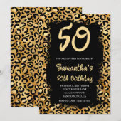 Invitation Léopard doré peint en noir 50e anniversaire (Devant / Derrière)