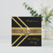 Invitation léopard Elégant bijou en or velours noi (Debout devant)