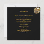 Invitation Léopard Élégant Velours Noir Bijou Doré (Dos)