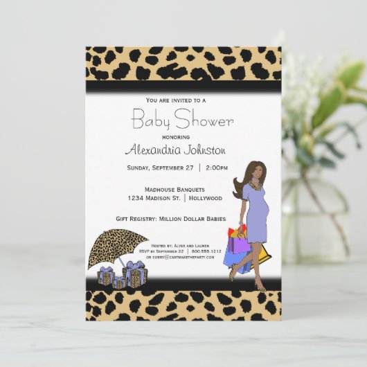 Invitation Leopard Et Lilac Imprimer La Maman Africaine-Améri (Debout devant)