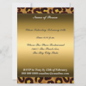 Invitation Léopard et Or Fabuleux à une fête d'anniversaire d (Dos)