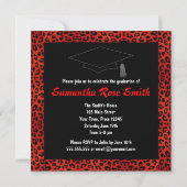 Invitation Leopard et Zebra Print Red Graduation Party (Dos)