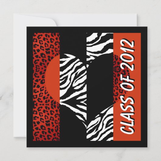 Invitation Leopard et Zebra Print Red Graduation Party (Devant)