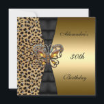 Invitation Leopard gold Animal 30th Birthday Butterfly 2<br><div class="desc">Leopard or Animal 30e anniversaire Papillon Invitation Anniversaire Elegant Classy Toutes les occasions Fête d'anniversaire invitations Modèle</div>