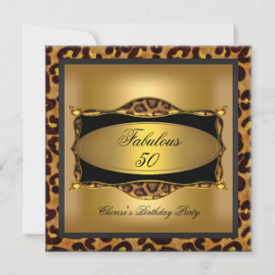 Invitation Léopard Gold Black Anniversaire 50e
