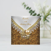 Invitation Leopard Gold Black White Elégante fête d'anniversa (Debout devant)