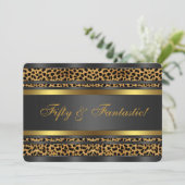 Invitation Leopard Gold Black Womans 50e fête d'anniversaire (Debout devant)