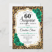 Invitation Leopard Gold White Green Surprise 60e anniversaire (Devant)