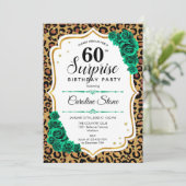 Invitation Leopard Gold White Green Surprise 60e anniversaire (Debout devant)
