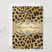 Invitation Leopard Gold Womans 50e fête d'anniversaire (Devant)