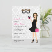 Invitation Leopard Hot rose Pregnant Baby shower maman (Debout devant)