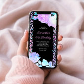 Invitation Léopard Iridescendant peint noir 21e anniversaire