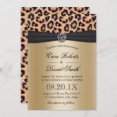 Invitation Leopard Mariage Luxe noir & or (Devant / Derrière)
