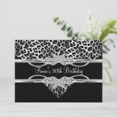 Invitation Léopard Noir Blanc Diamant 30ème Joyau (Debout devant)