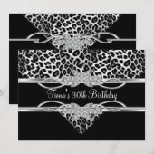 Invitation Léopard Noir Blanc Diamant 30ème Joyau (Devant / Derrière)