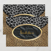 Invitation Léopard Noir Blanc Sac Vache (Devant / Derrière)