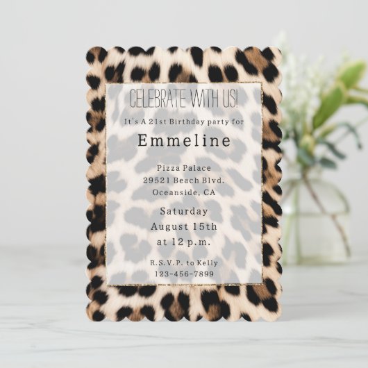 Invitation Léopard noir Brown crémeux (Debout devant)