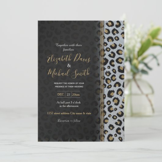 Invitation Léopard noir de l'or (Debout devant)
