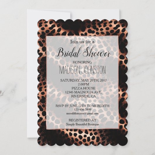 Invitation Léopard noir rose (Devant)