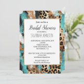 Invitation Léopard Noir Turquoise (Debout devant)