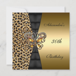 Invitation Léopard or Animal 30e Anniversaire Papillon 2