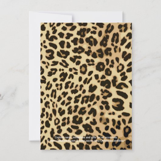 Invitation Leopard Red Bow Noël Photo Grey (Dos)