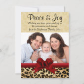Invitation Leopard Red Bow Noël Photo Grey (Devant)