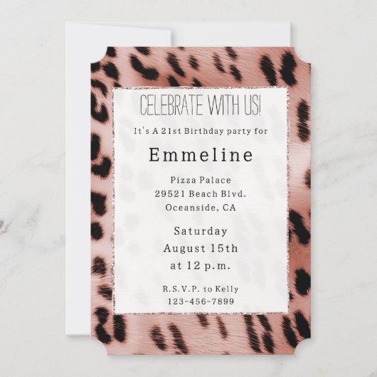 Invitation Léopard rose blanc (Devant)