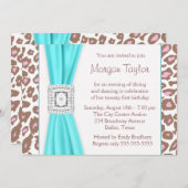 Invitation Léopard rose Brown Turquoise 21e anniversaire (Devant / Derrière)