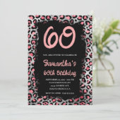 Invitation Leopard rose en argent peint noir 60e anniversaire (Debout devant)